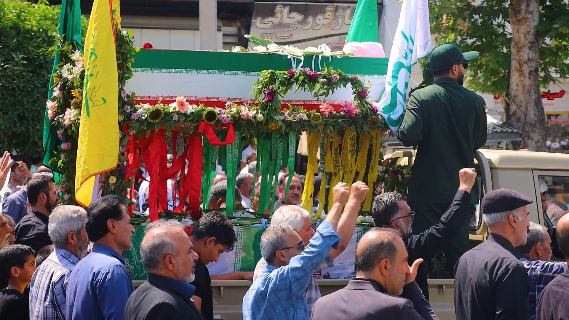 مراسم تشییع پیکر مطهر شهدای حمله وحشیانه رژیم غاصب صهیونیستی در گنبدکاووس+ویدیو